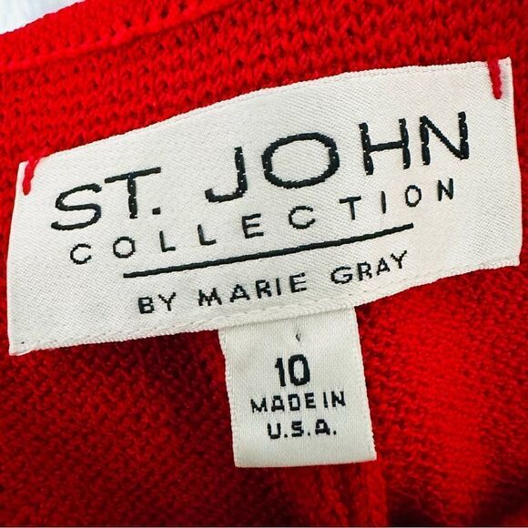 St. John Santana Knit Red Black 3 Piece Pants Sweater Tank Set - Picture 7 of 7